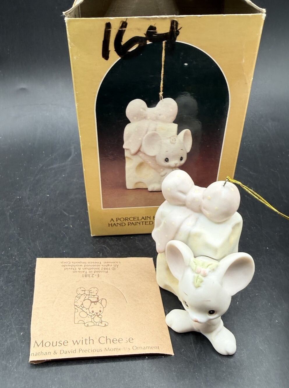 Vtg Precious Moments Enesco Mouse with Cheese Ornament 1982 -52D